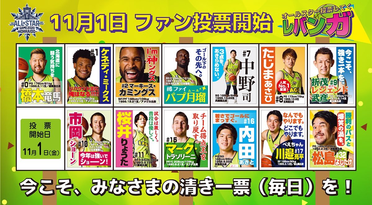 来年1月に  #北海きたえーる で開催される「B.LEAGUE ALL-STAR GAME 2020 IN HOKKAIDO」で  #Bリー... [レバンガ北海道【Twitter】]