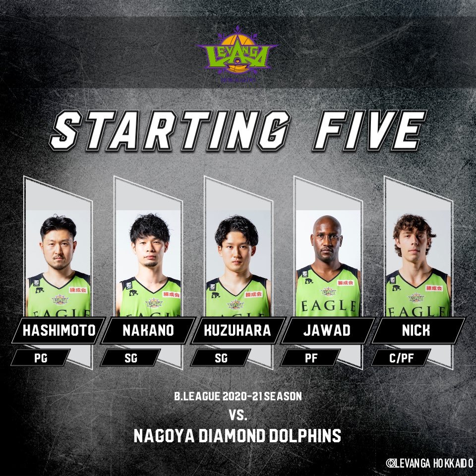 【Today's Starting5】#Bリーグ 2020-21 SEASON Vol.22020.10.4. SUN名古屋D vs #レバ... [レバンガ北海道【Twitter】]