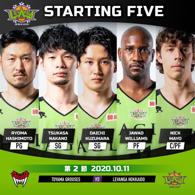 【Today's Starting5】#Bリーグ 2020-21 SEASON Vol.42020.10.11. SUN富山グラウジーズ v... [レバンガ北海道【Twitter】]