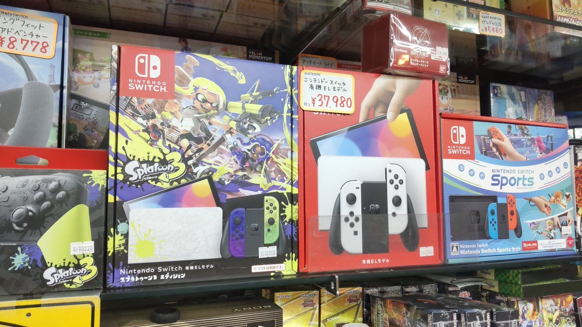 おもちゃの平野ではニンテンドースイッチ取り扱いあります。本体もスプラトゥーン3エディション、有機ELモデル、スイッチスポー... [おもちゃの平野【Twitter】]