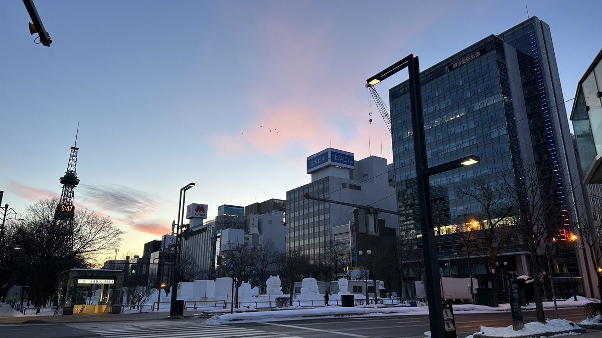 おはようございます😃札幌大通公園では今週末から始まる雪まつりへ向け市民雪像が姿を現して来ています⛄️道内各地とも今週も寒さ厳しい... [小林豊子きもの学院【Twitter】]