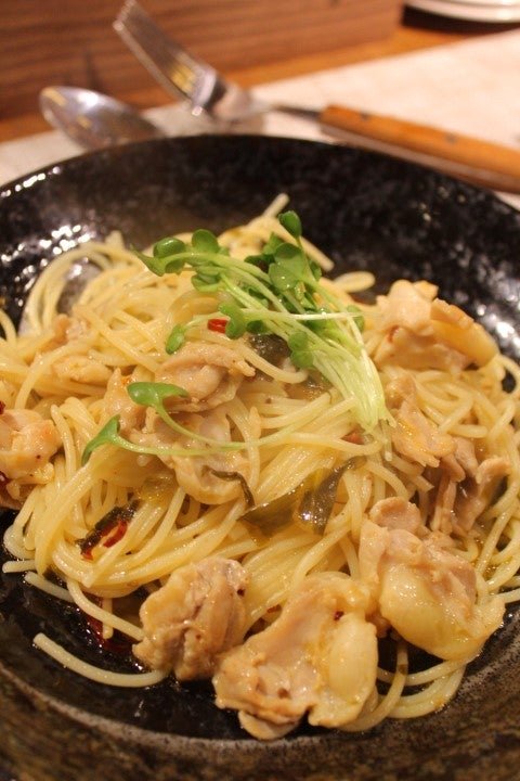 鶏肉と高菜の柚子胡椒風味和風パスタ [深夜食堂 きーちゃんのおうちごはん【ブログ】]