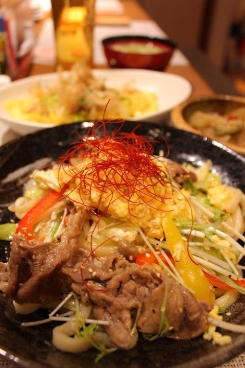 ジンギスカン焼うどん [深夜食堂 きーちゃんのおうちごはん【ブログ】]